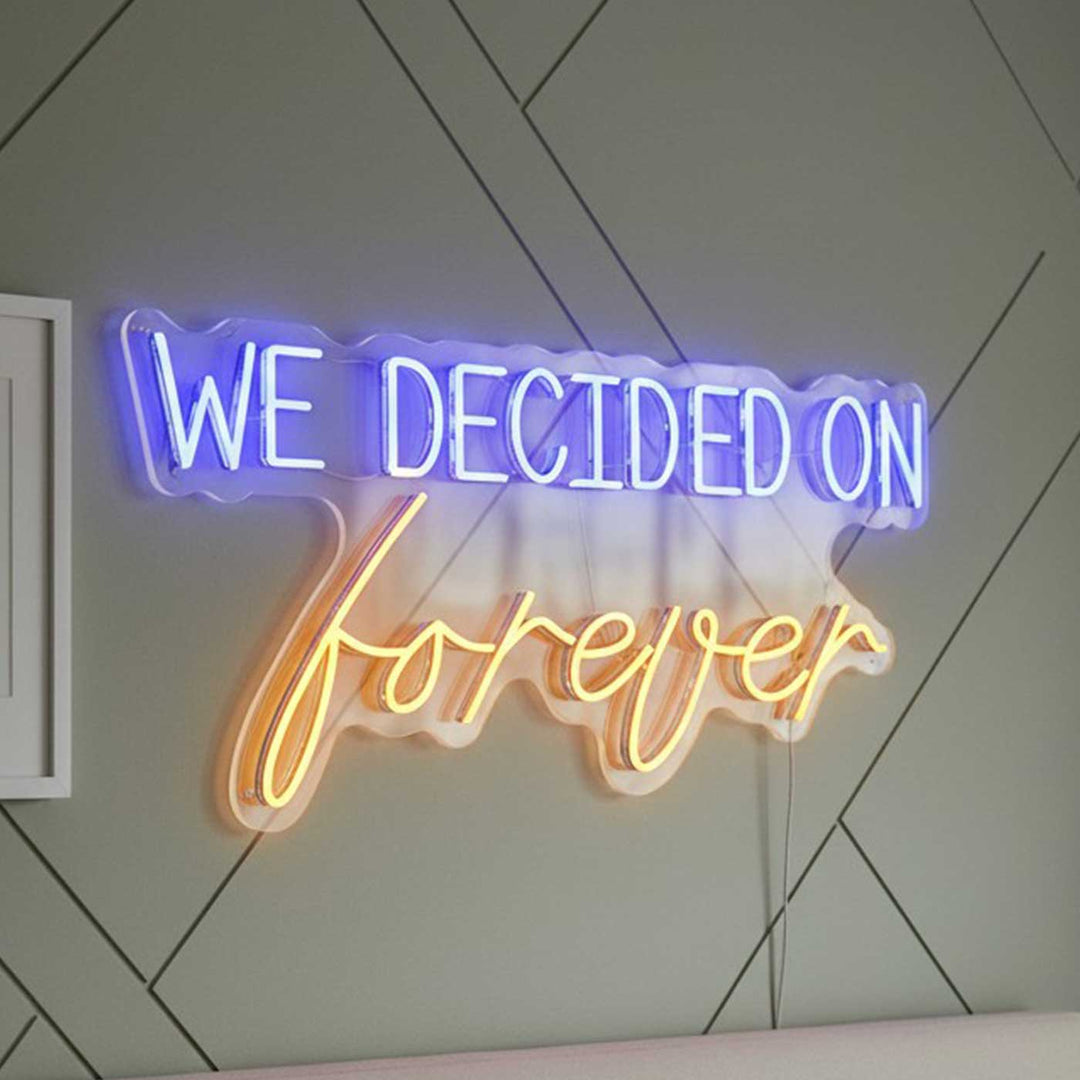 Personalized "We Decided On Forever" Handmade Neon Light Sign Board For Wedding/Engagement Backdrop Decor