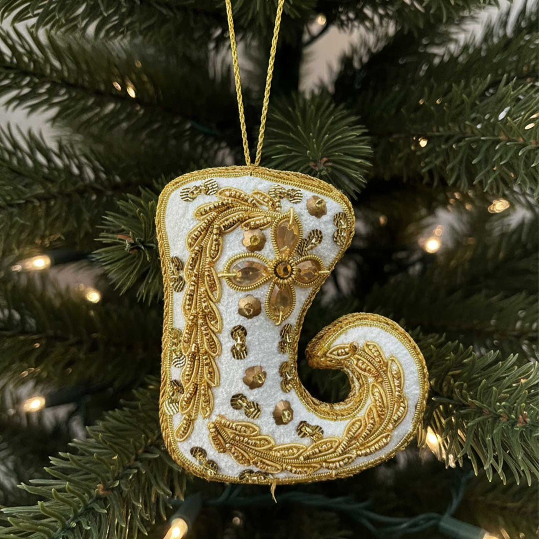 Elf Shoe Cotton And Sequin Premium Zardozi Ornament