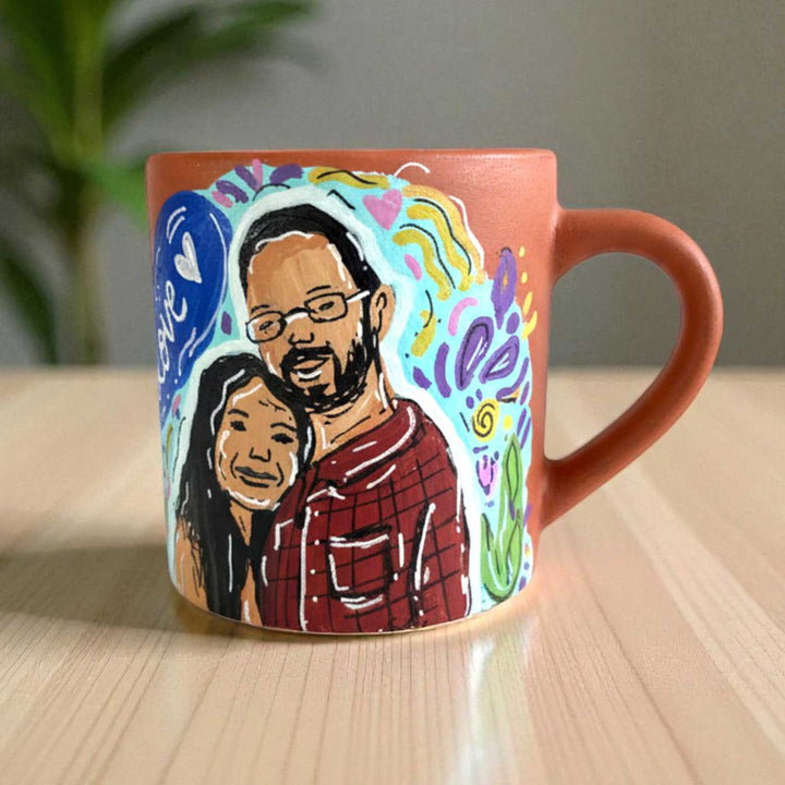 Photo Personalized Hand-Painted Spring Design Terracotta Mug