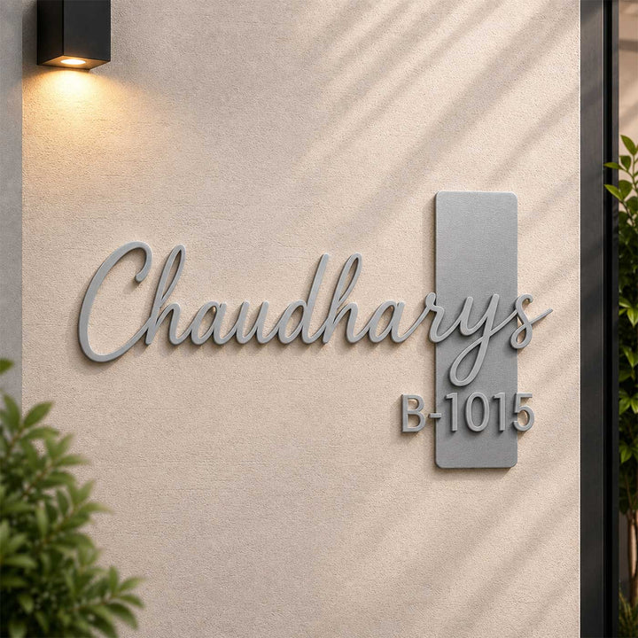 Personalized Silver 3D Metal Floating Text Name Plate For Home