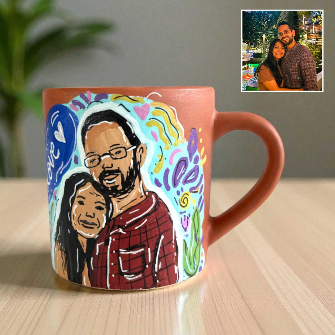 Photo Personalized Hand-Painted Spring Design Terracotta Mug