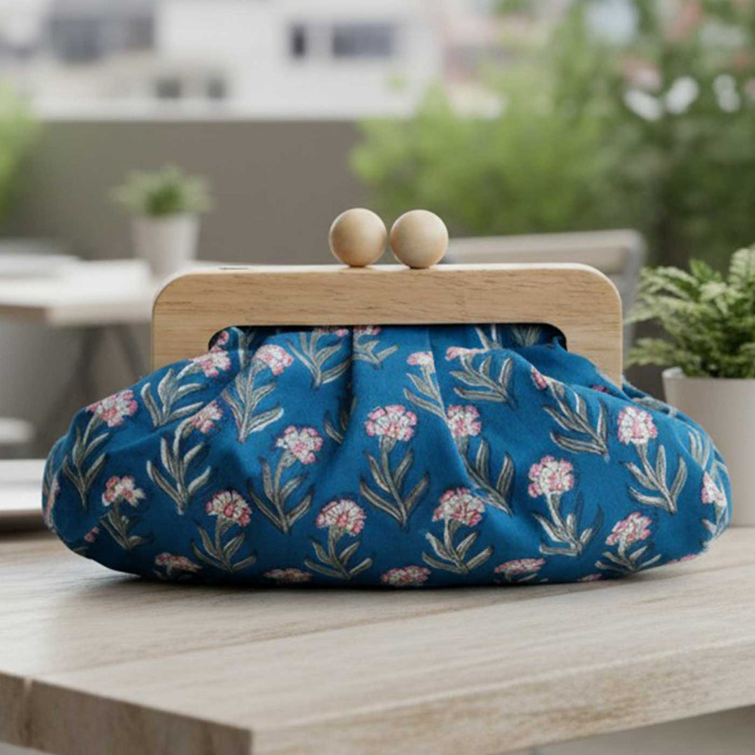Sanjh Hand Block Printed Dome Clutch