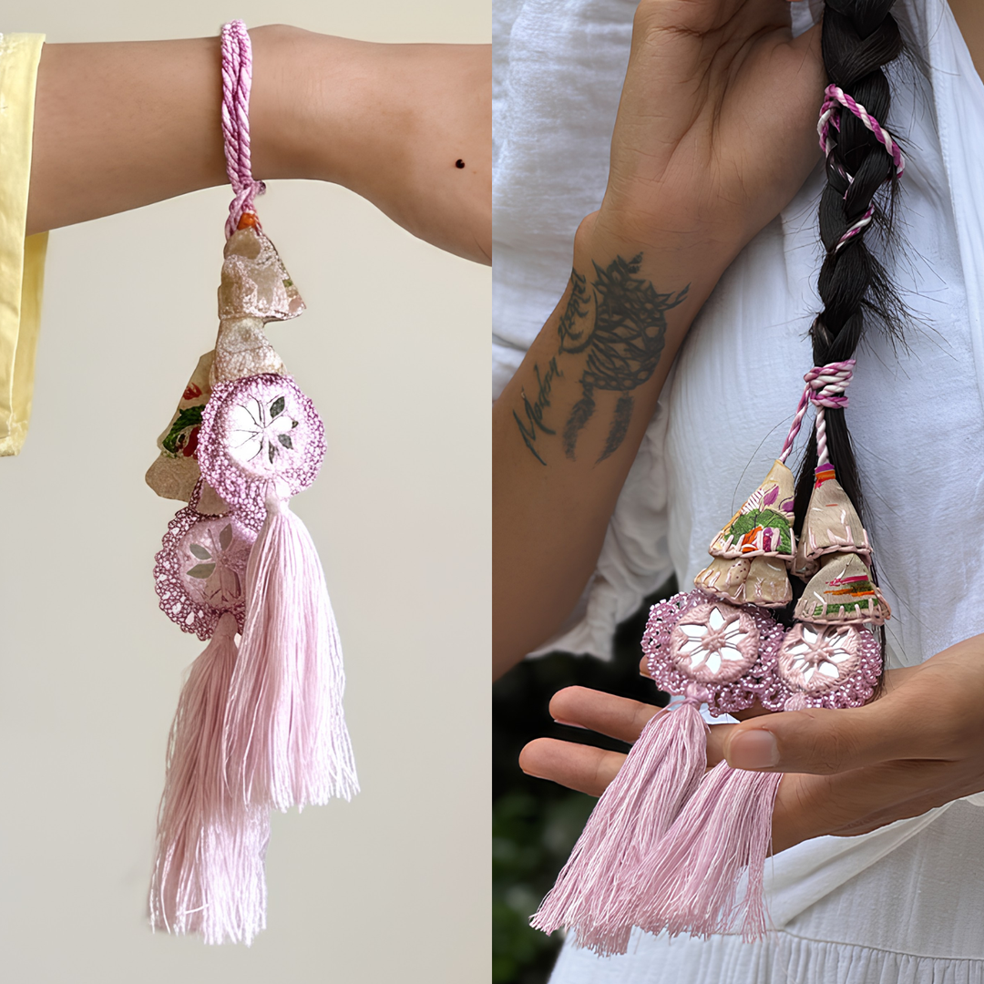 Handmade Reusable Lavender Mirror And Jhumki Lumba Rakhi For Bhabhi