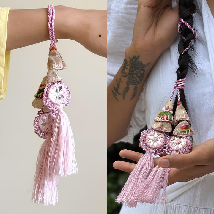 Handmade Reusable Lavender Mirror And Jhumki Lumba Rakhi For Bhabhi