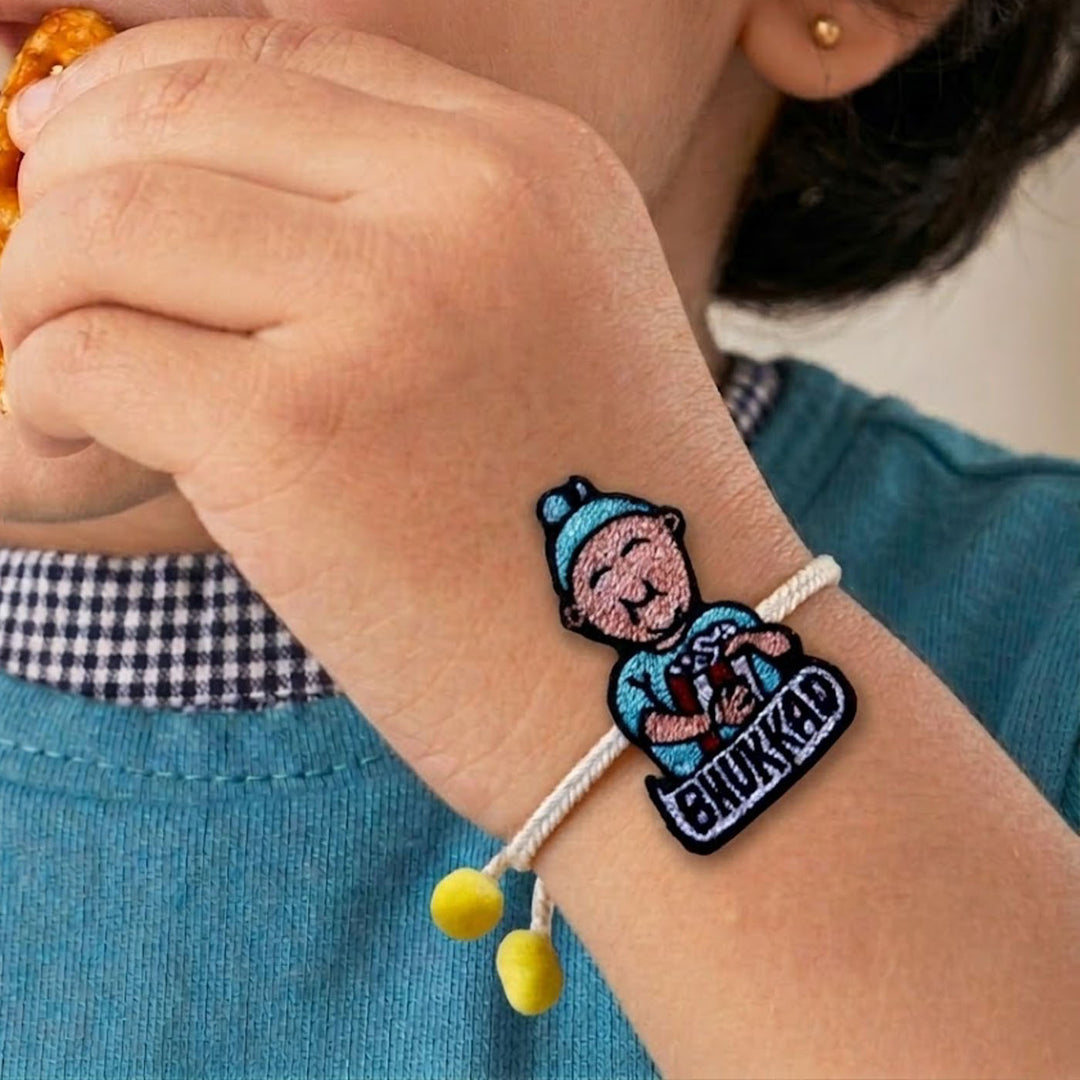 Handmade Bhukkad Pom - Pom Felt Rakhi For Brother