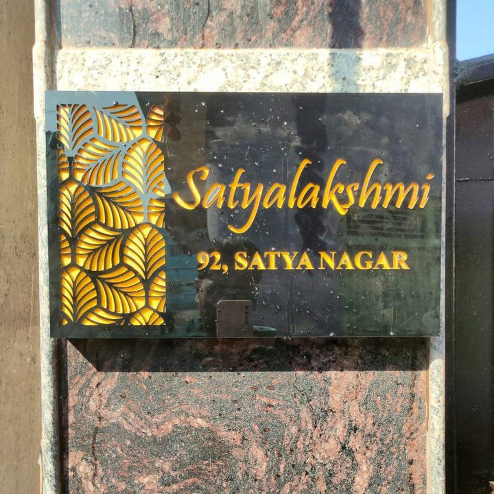 Personalized Ganesha Theme Acrylic Name Plate With Lights