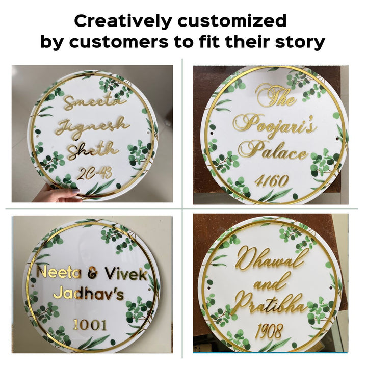 Personalised Acrylic Floral Round Nameplate