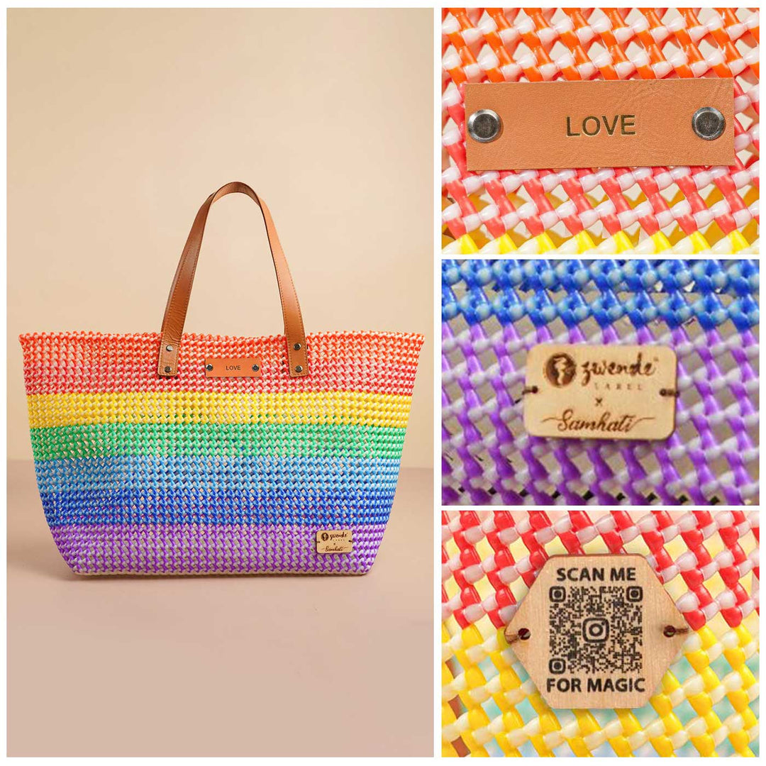 Rainbow Stripe Mukhya Knot Handmade Koodai Beach Bag