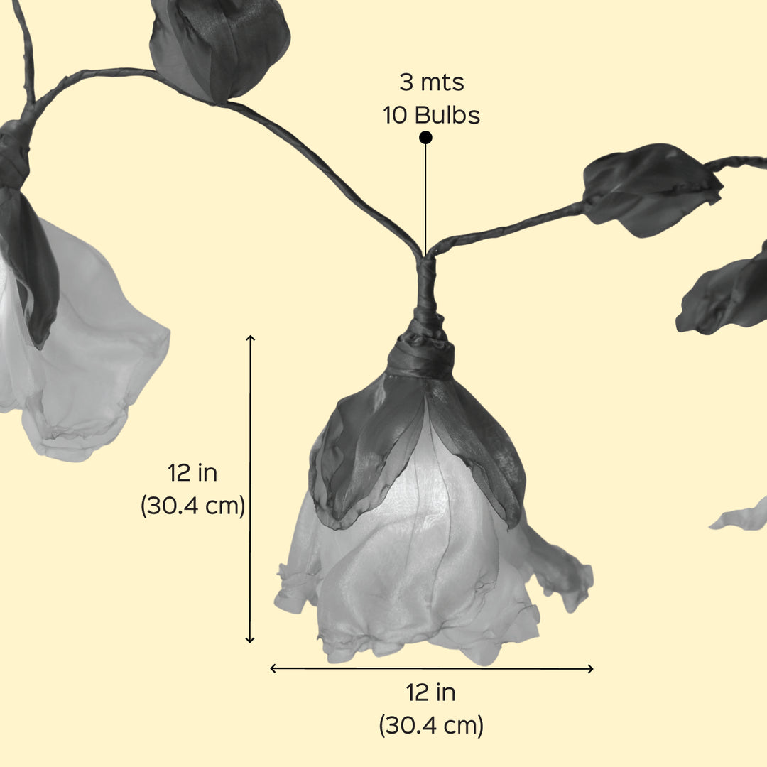 3m, 10 Bulbs | Handcrafted Rose Gold Tissue Flower String Lights With Bulbs