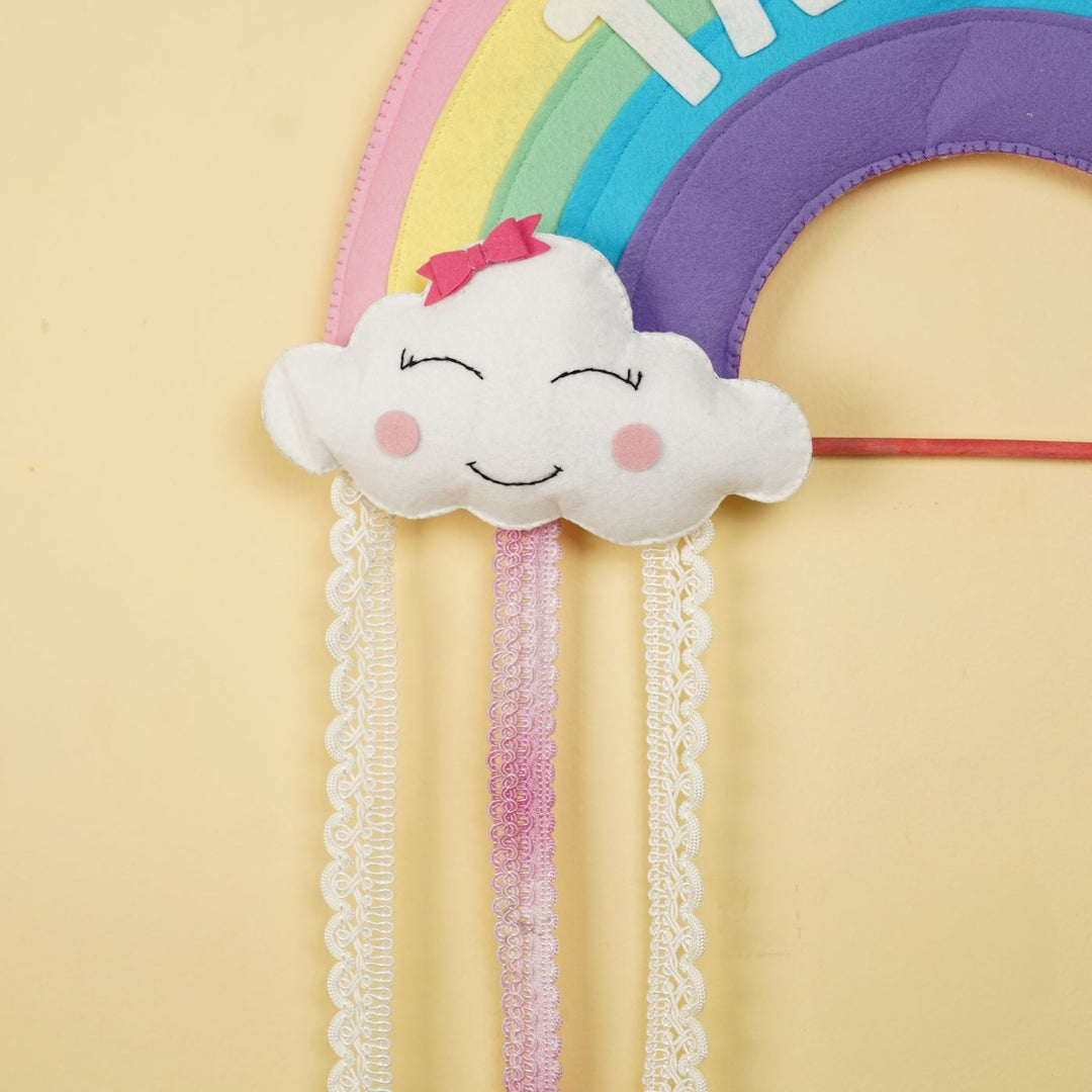 Handcrafted Personalized Rainbow Themed Hair Clip Organizer for Kids