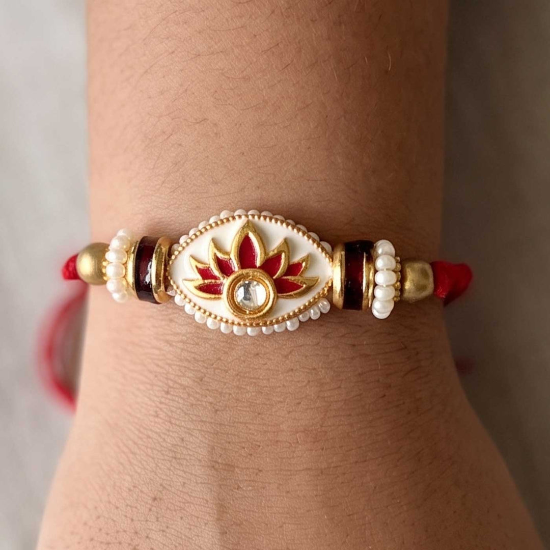 Handcrafted Meenakari "Neerja" Rakhi With Roli Chawal for Brother