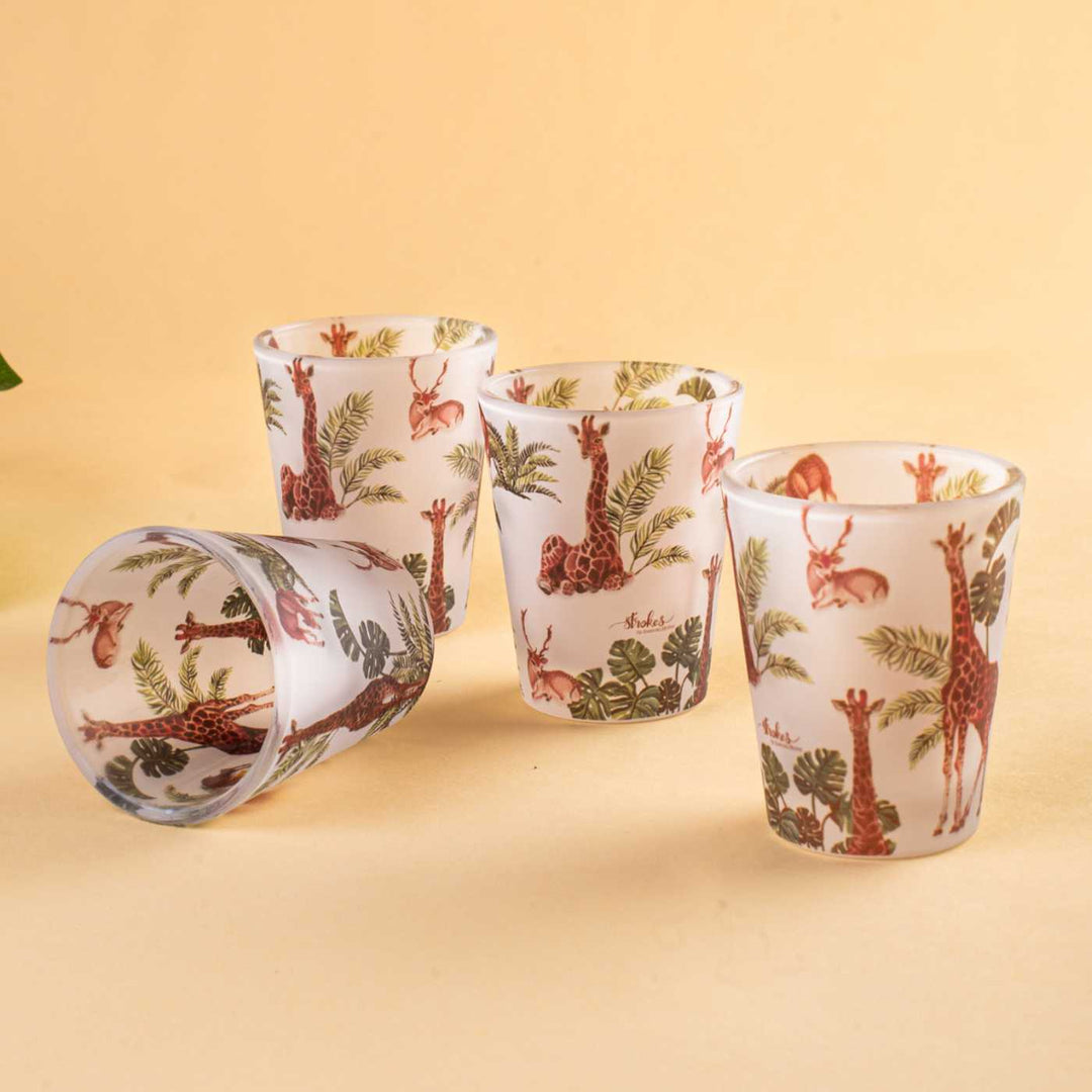 Delicate Print Frosted Shot Glasses I Set of 4