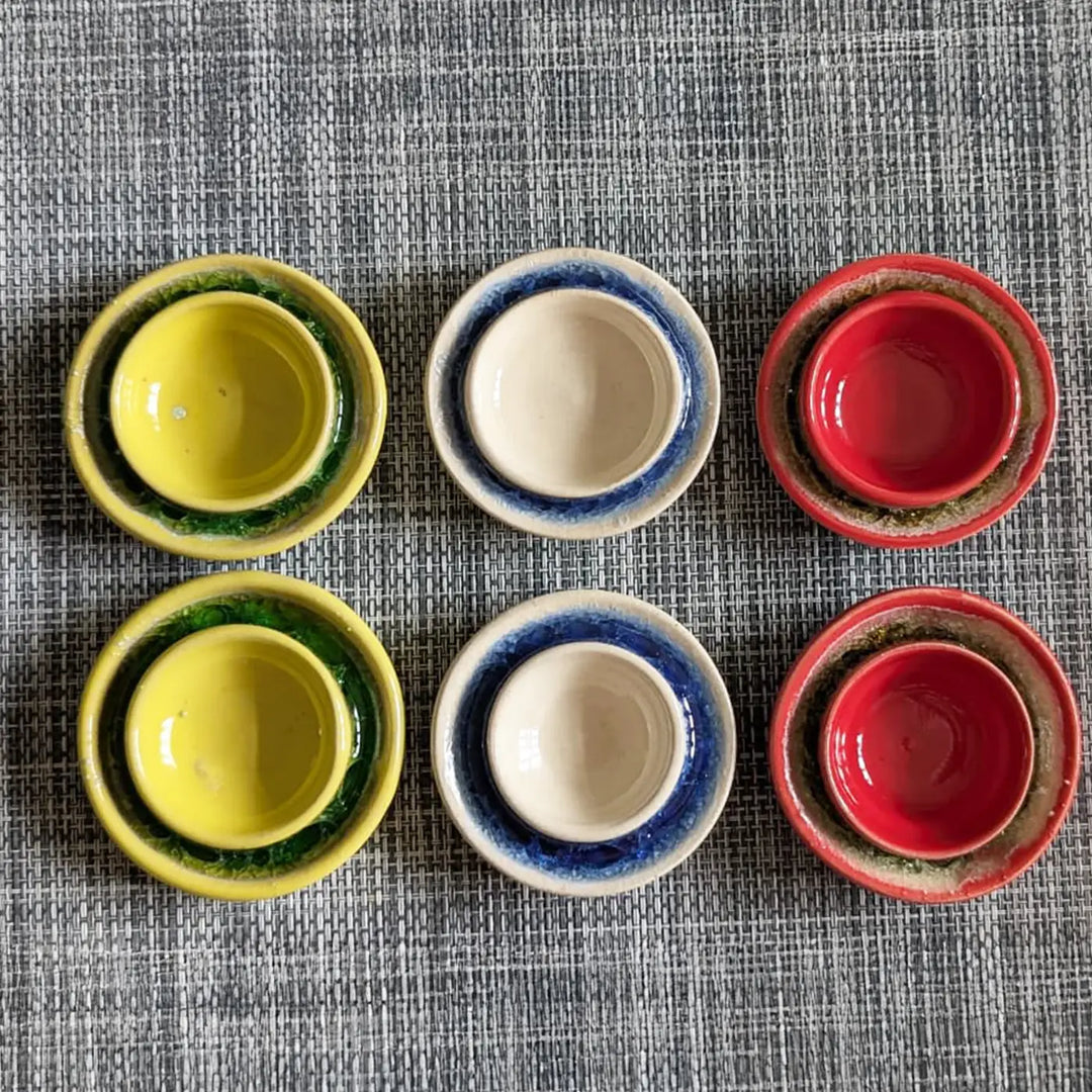 Hand-Painted Decorative Round Ceramic Tealight Holders