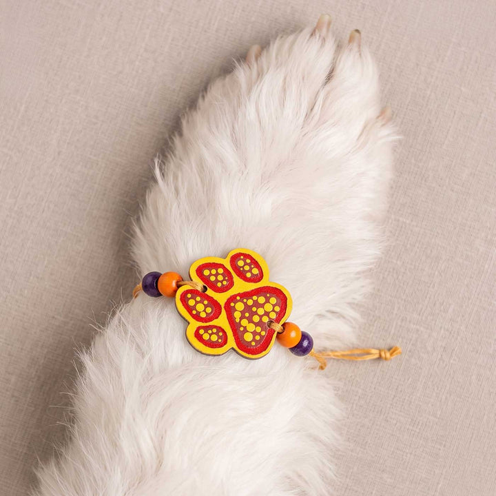 Hand-Painted Paw Design MDF Wood Kids Rakhi