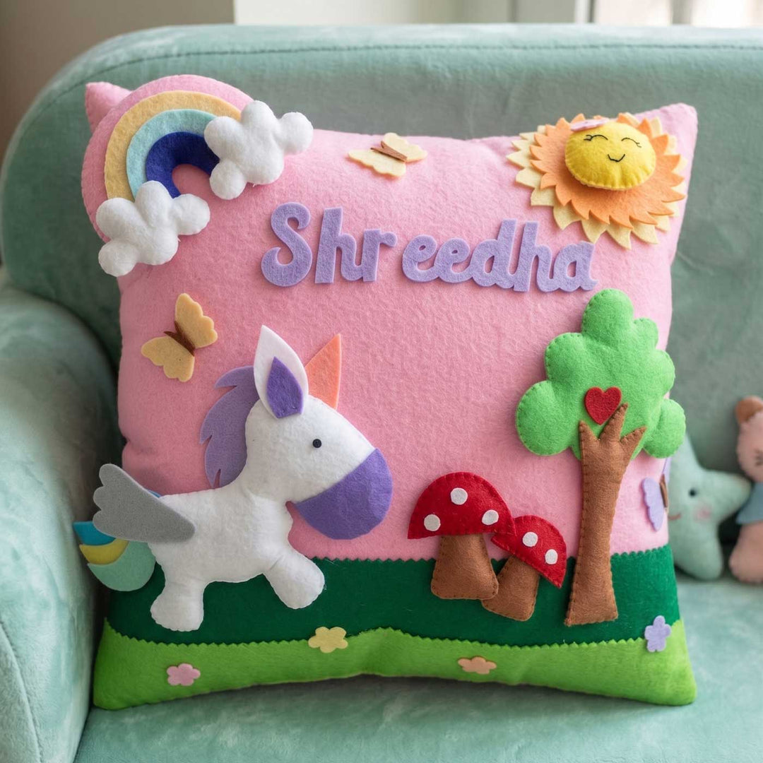 Personalised 3D Unicorn Felt Pillow