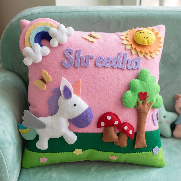 Personalised 3D Unicorn Felt Pillow