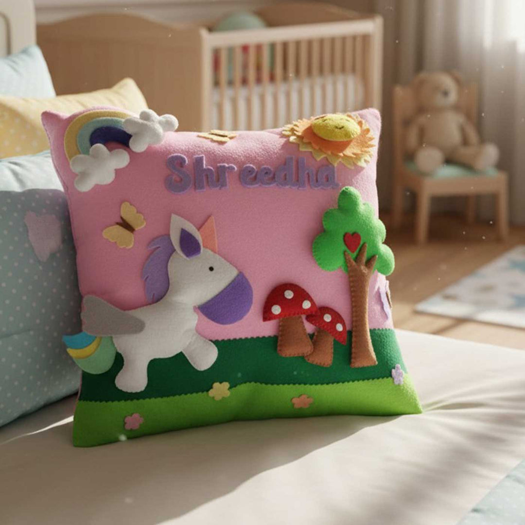 Personalised 3D Unicorn Felt Pillow