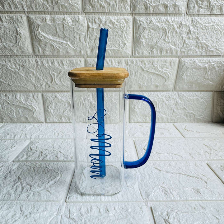 Personalized Handmade Glass Bottle With Straw For Mothers