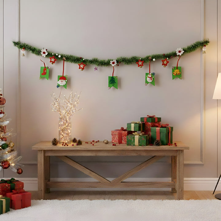 Handmade Santa, Tree & Snowman Garland/ Bunting For Christmas Wall Decoration