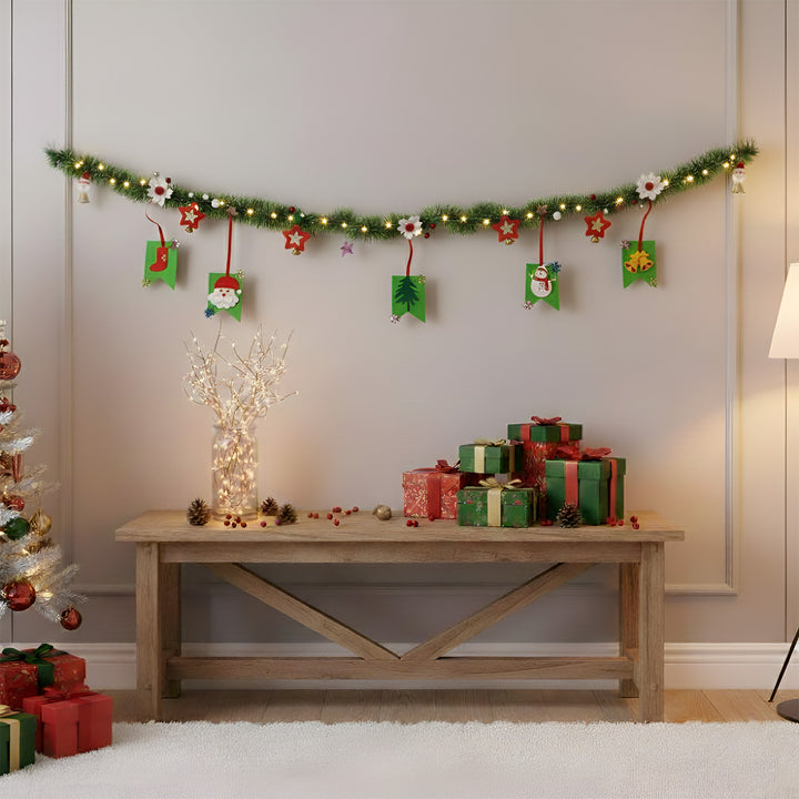 Handmade Santa, Tree & Snowman Garland/ Bunting For Christmas Wall Decoration