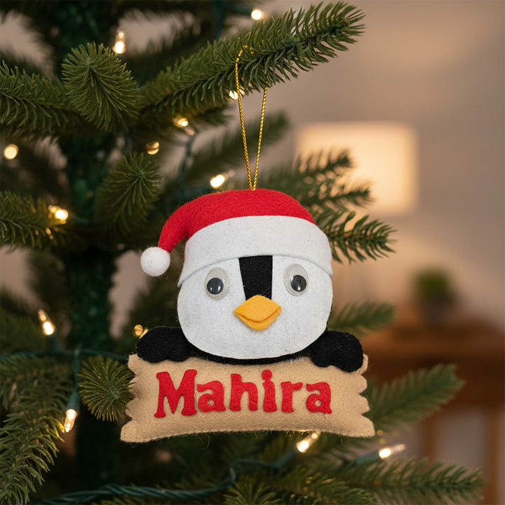 Personalized Penguin Felt Ornament For Christmas Tree Decoration