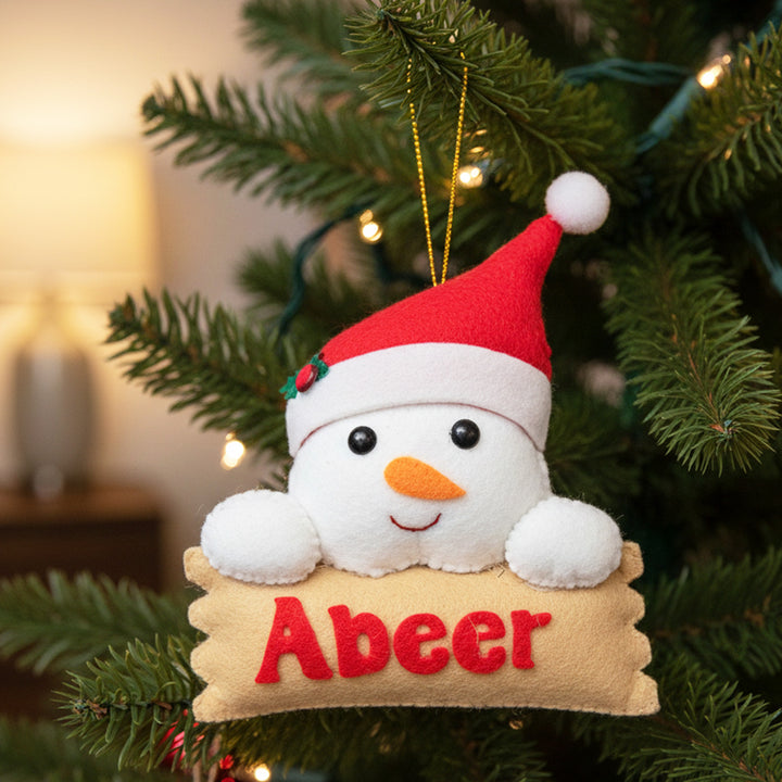 Personalized Snowman Felt Ornament For Christmas Tree Decoration