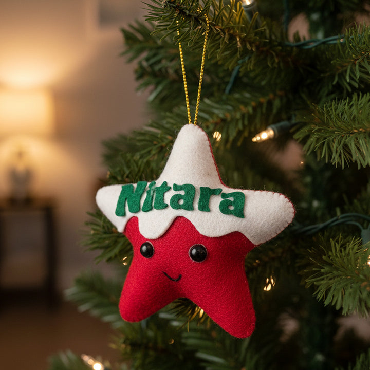 Personalized Star Felt Ornament For Christmas Tree Decoration