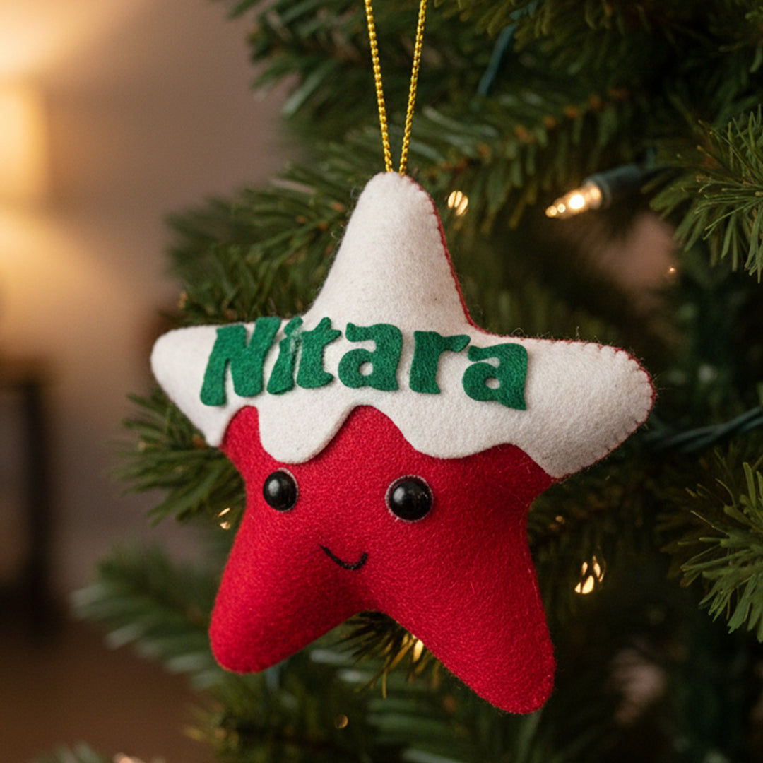 Personalized Star Felt Ornament For Christmas Tree Decoration