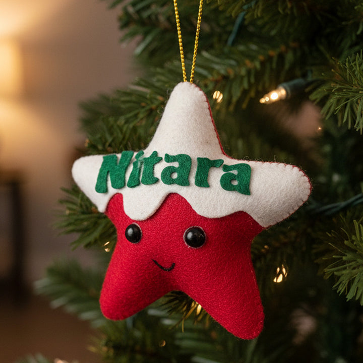 Personalized Star Felt Ornament For Christmas Tree Decoration