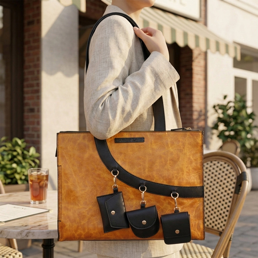 Personalized Large Mustard Yellow Monica Leather Tote Bag