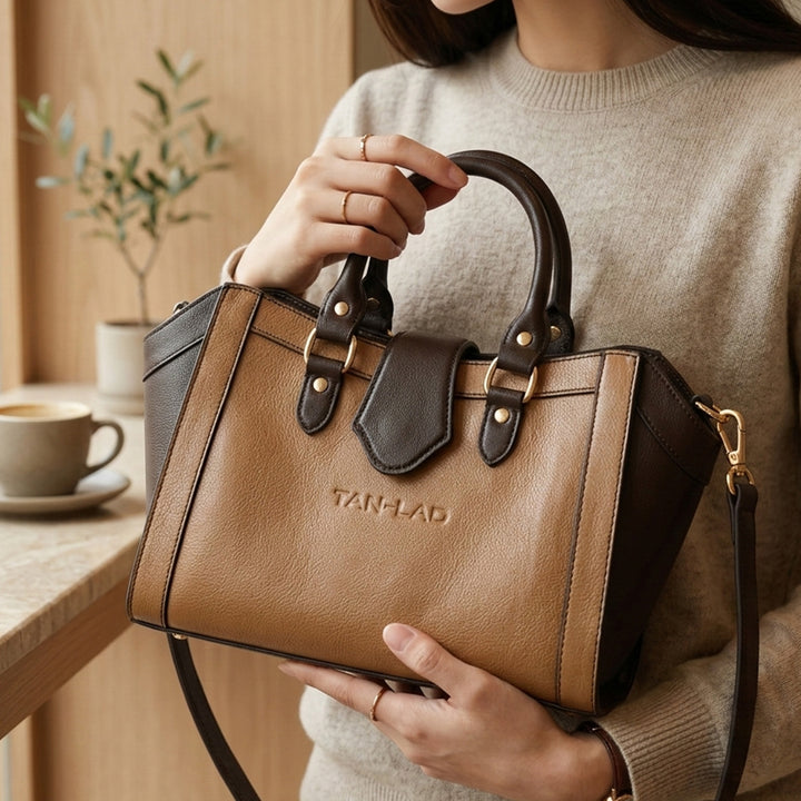 Personalized Olive Brown Serena Leather Handbag