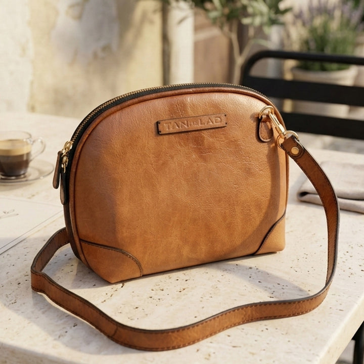 Personalized Brown Brooklyn Tall Leather Sling Bag