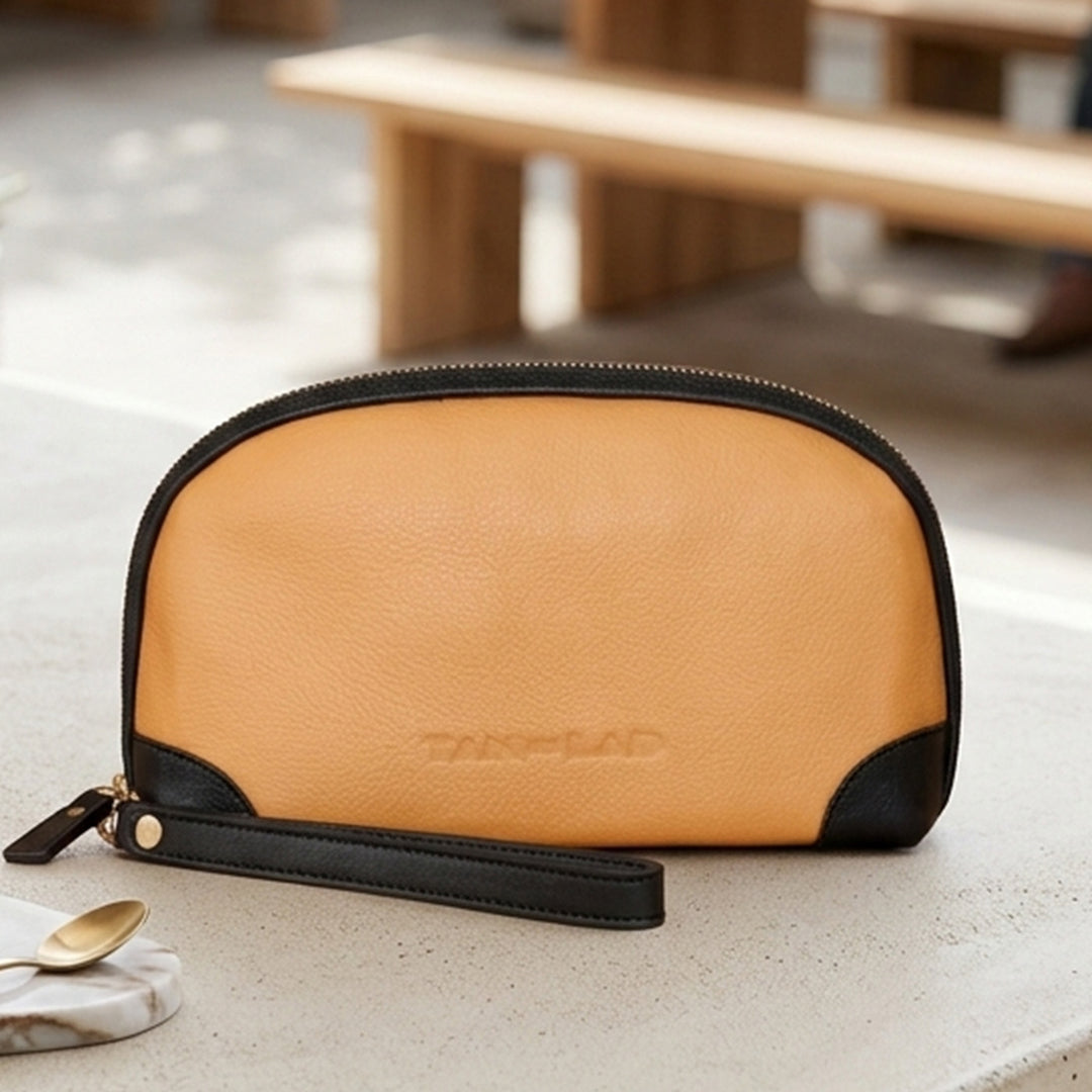 Personalized Light Orange Brooklyn Leather Wristlet