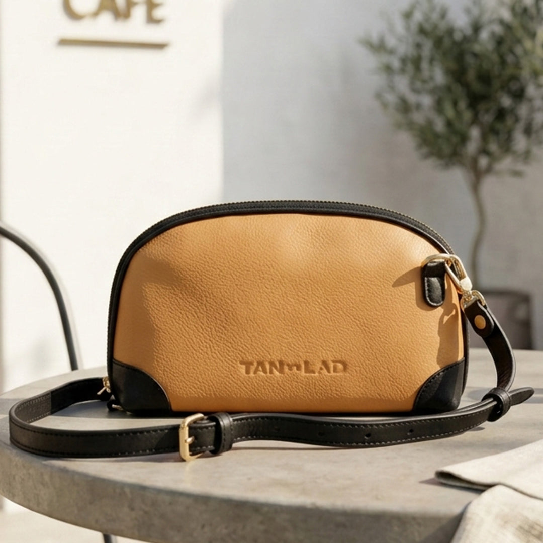 Personalized Light Orange Brooklyn Leather Sling Bag