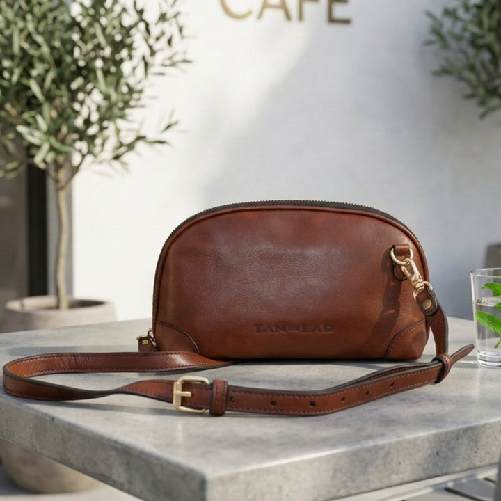 Personalized Brown Brooklyn Leather Sling Bag