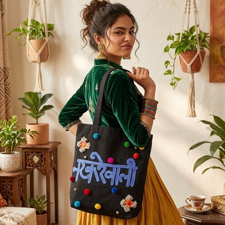 Hand-Embroidered Dori Work Nakhrewali Tote Bag