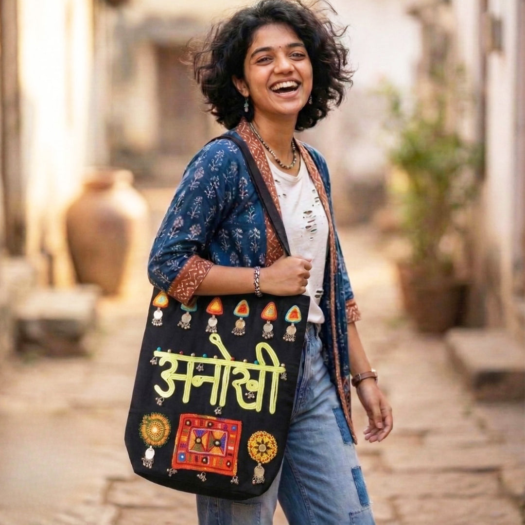 Hand-Embroidered Dori Work Anokhi Tote Bag