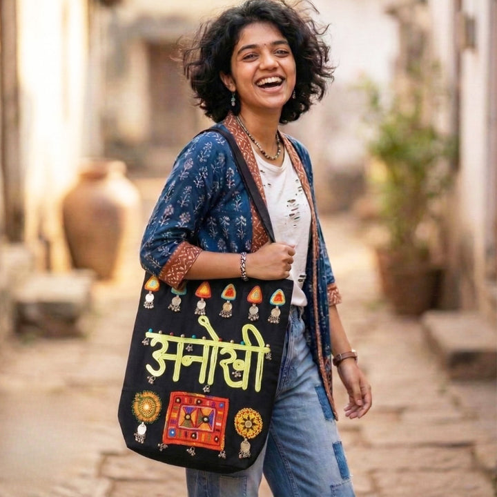 Hand-Embroidered Dori Work Anokhi Tote Bag