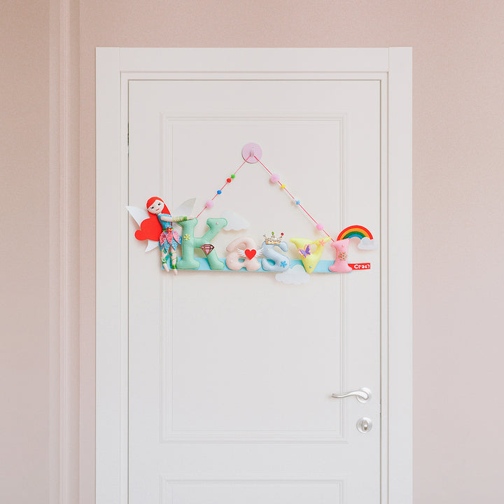 Handcrafted Personalized Jungle Fairy Themed Felt Name Plate For Kids
