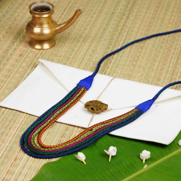 Handmade Multicolor Classic Panchadhanush Khunn Fabric Cotton Necklace