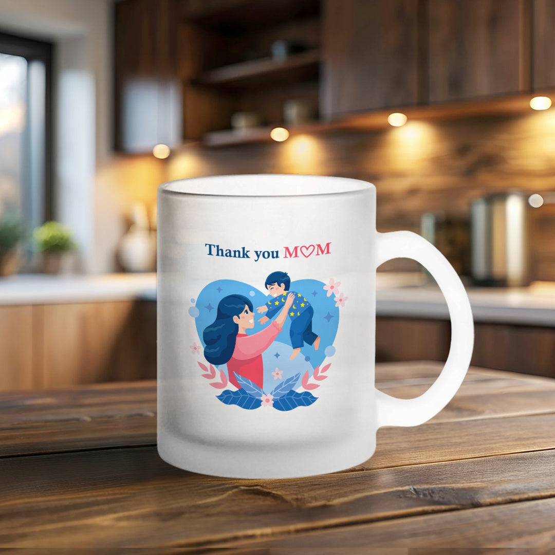 Printed Mother And Child Theme Glass Mug