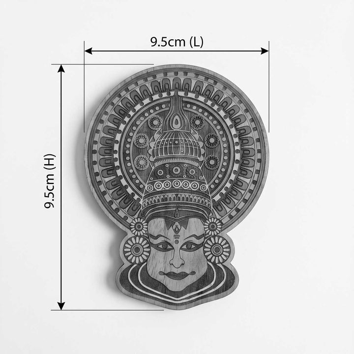 Engraved & Hand-Painted Kathakali Mahogany Wood Fridge Magnet