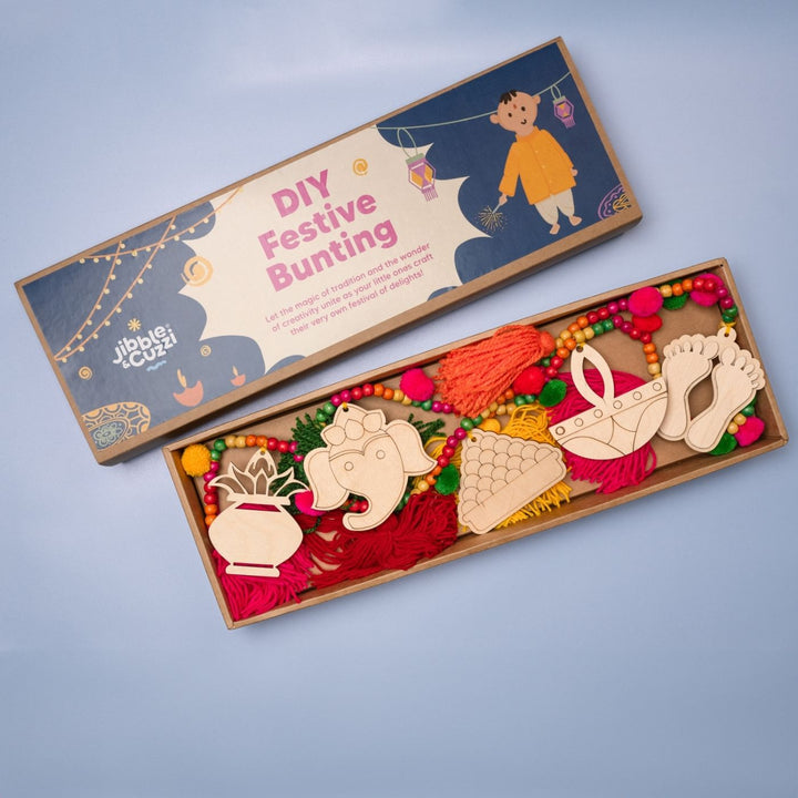 Handmade Diy Festive Paint It Yourself Bunting - Box Packaging Display with Contents