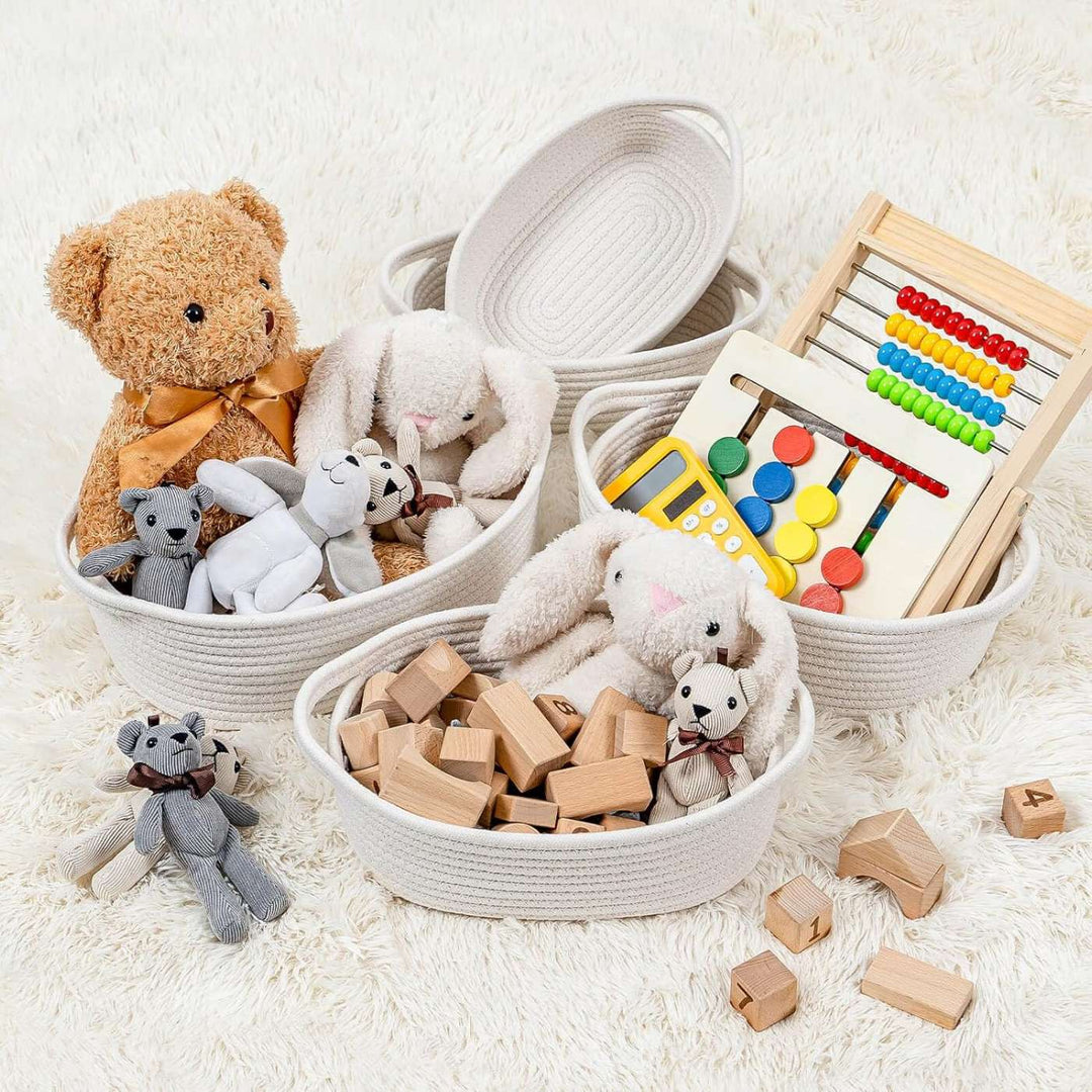 Handmade Coil Basketry Cute Cotton Rope Storage Baskets | Set Of 5