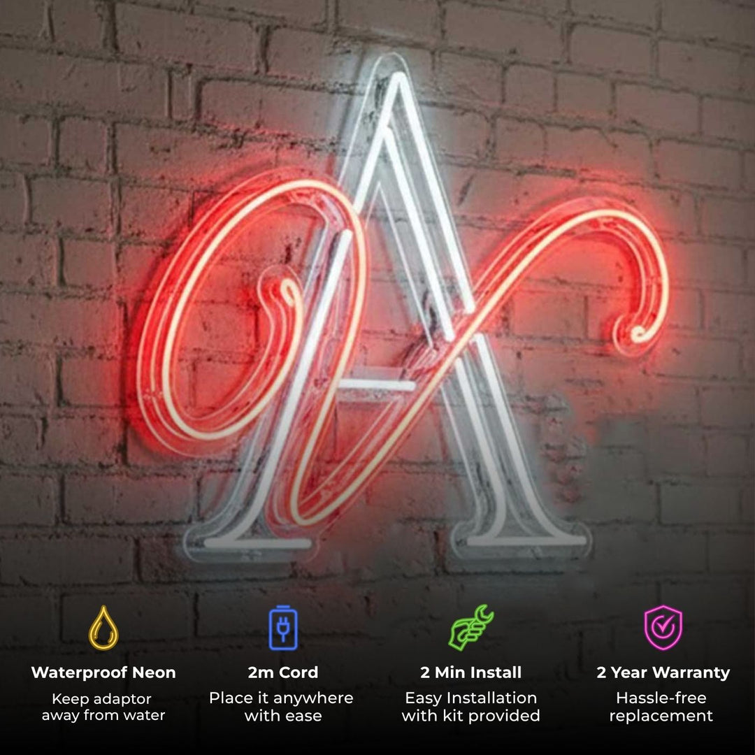 Personalized Couple Initials Monogram Neon Light Sign Board For Wall Decor