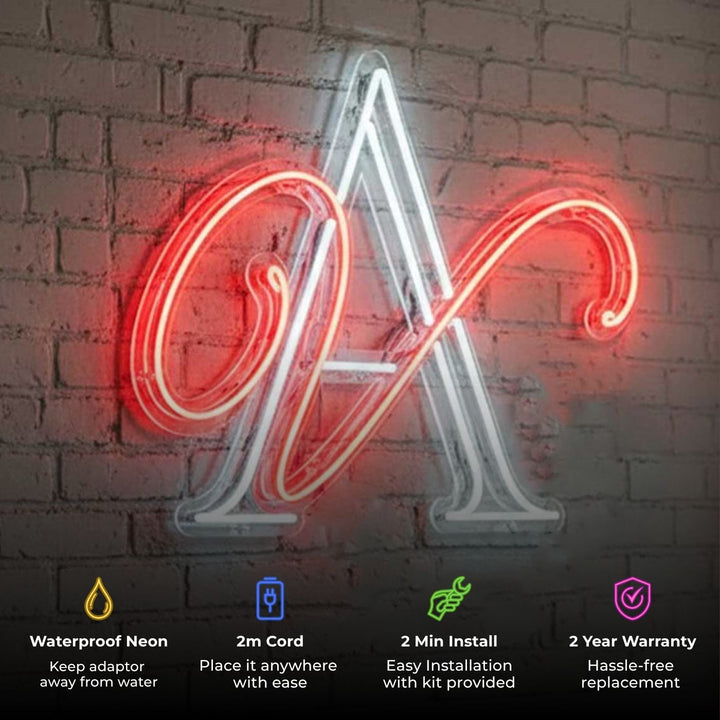 Personalized Couple Initials Monogram Neon Light Sign Board For Wall Decor