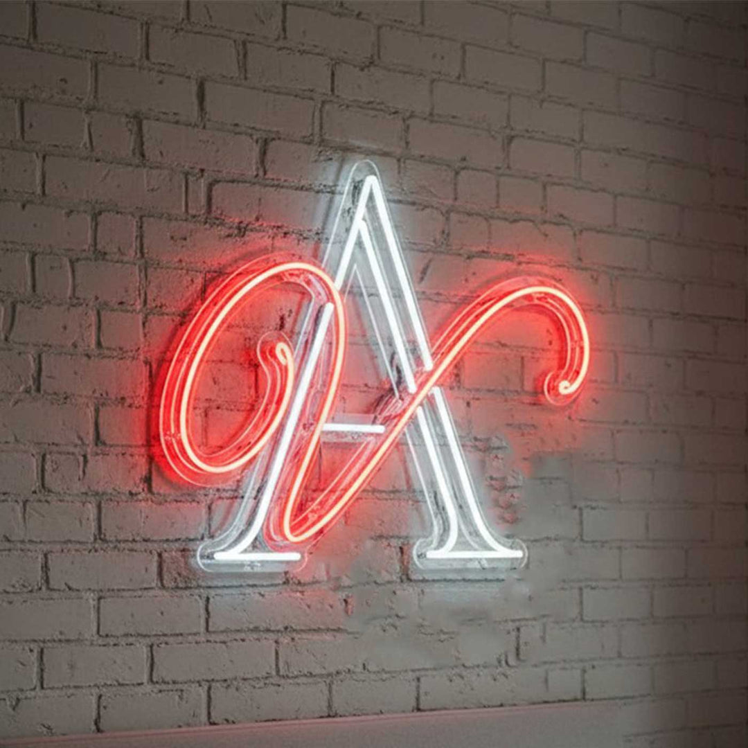 Personalized Couple Initials Monogram Neon Light Sign Board For Wall Decor