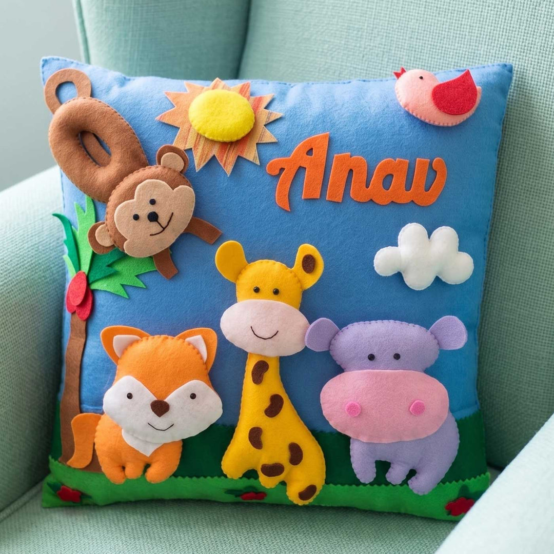 Personalised 3D Jungle Felt Pillow