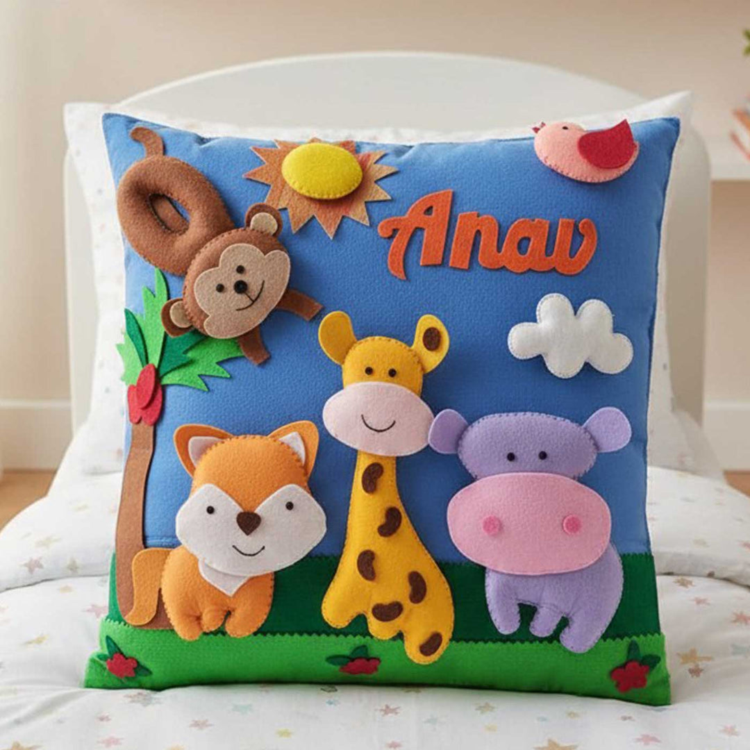 Personalised 3D Jungle Felt Pillow
