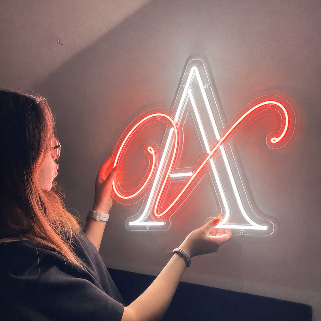Personalized Couple Initials Monogram Neon Light Sign Board For Wall Decor